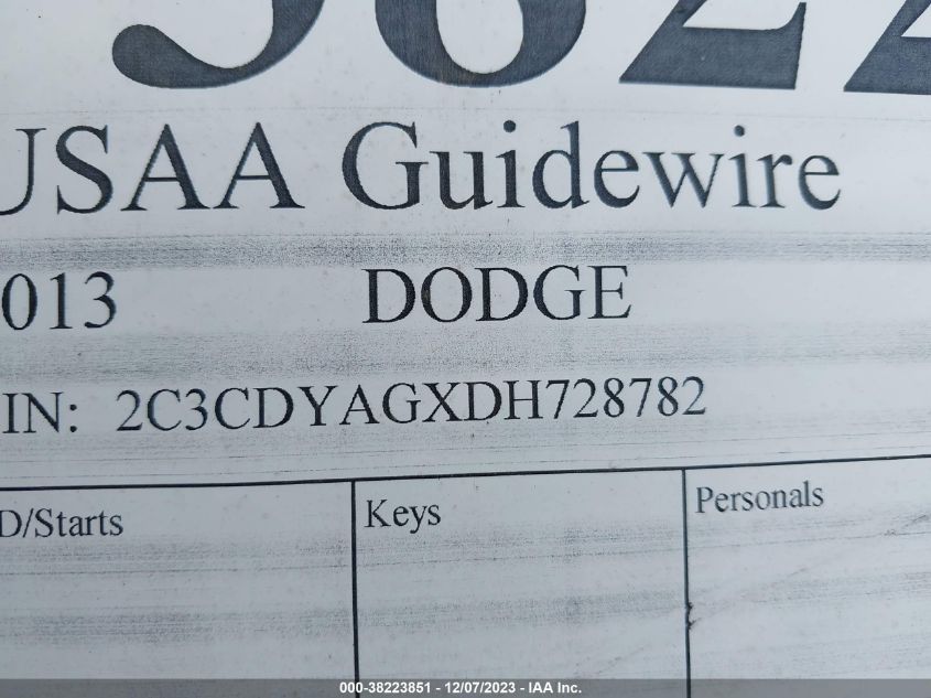 2C3CDYAGXDH728782 | 2013 DODGE CHALLENGER
