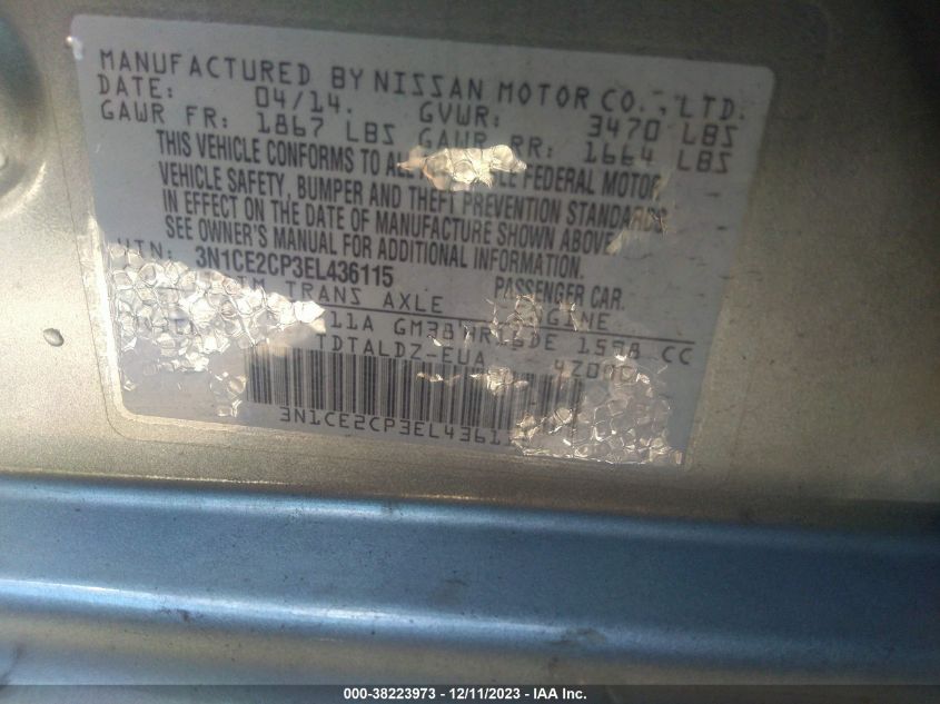 2014 NISSAN VERSA NOTE S/S PLUS/SV/SL - 3N1CE2CP3EL436115