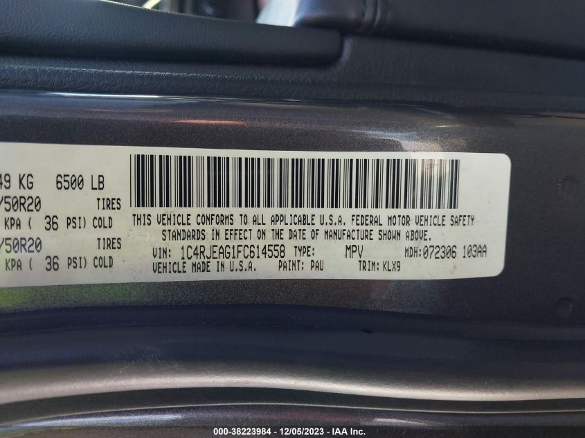 2015 JEEP GRAND CHEROKEE LAREDO - 1C4RJEAG1FC614558