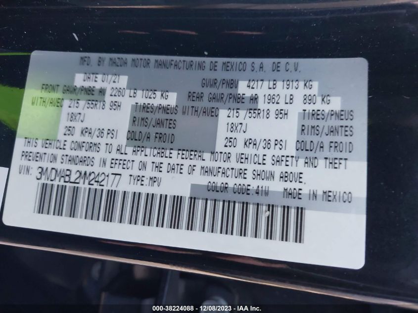 2021 MAZDA CX-30 SELECT - 3MVDMABL2MM242177