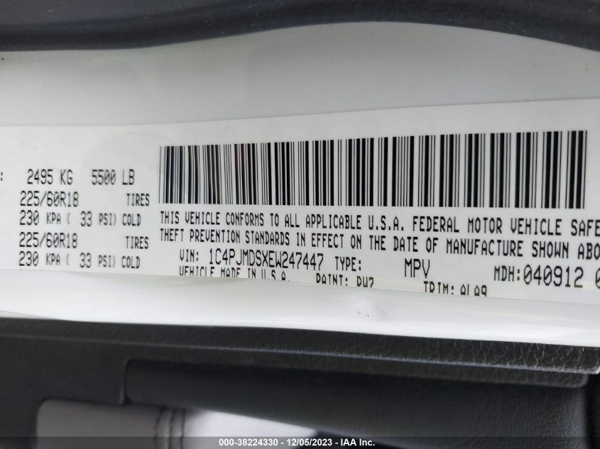 2014 JEEP CHEROKEE LIMITED - 1C4PJMDSXEW247447