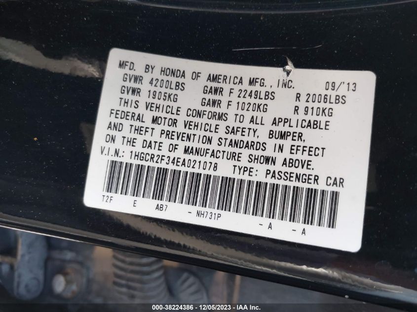 2014 HONDA ACCORD LX - 1HGCR2F34EA021078