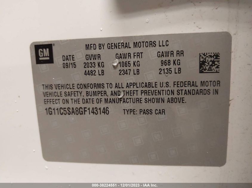 2016 CHEVROLET MALIBU LIMITED LT - 1G11C5SA8GF143146