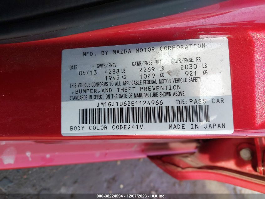 2014 MAZDA MAZDA6 I SPORT - JM1GJ1U62E1124966