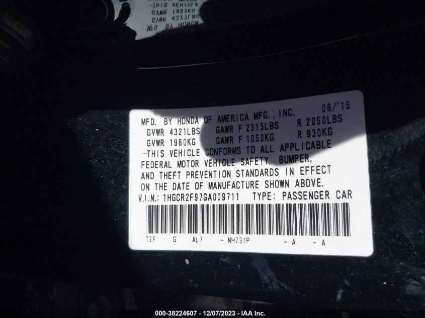 2016 HONDA ACCORD EXL - 1HGCR2F97GA009711