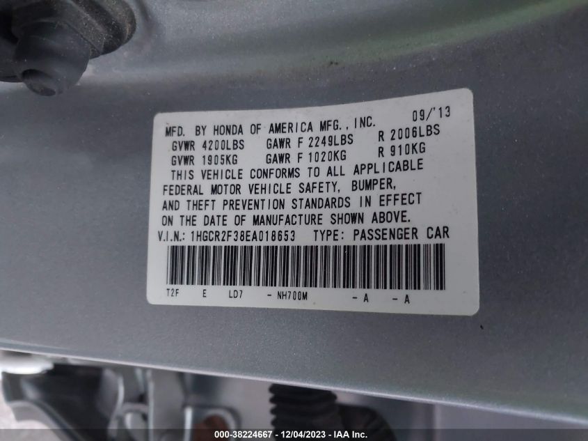 2014 HONDA ACCORD LX - 1HGCR2F38EA018653