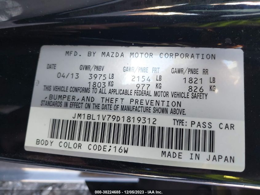 2013 MAZDA MAZDA3 I TOURING - JM1BL1V79D1819312