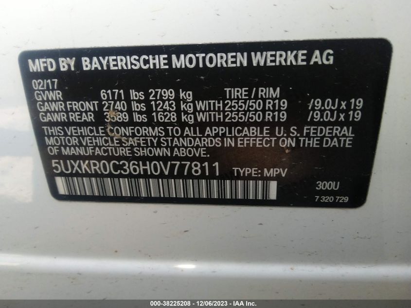 5UXKR0C36H0V77811 2017 BMW X5, photo no. 9