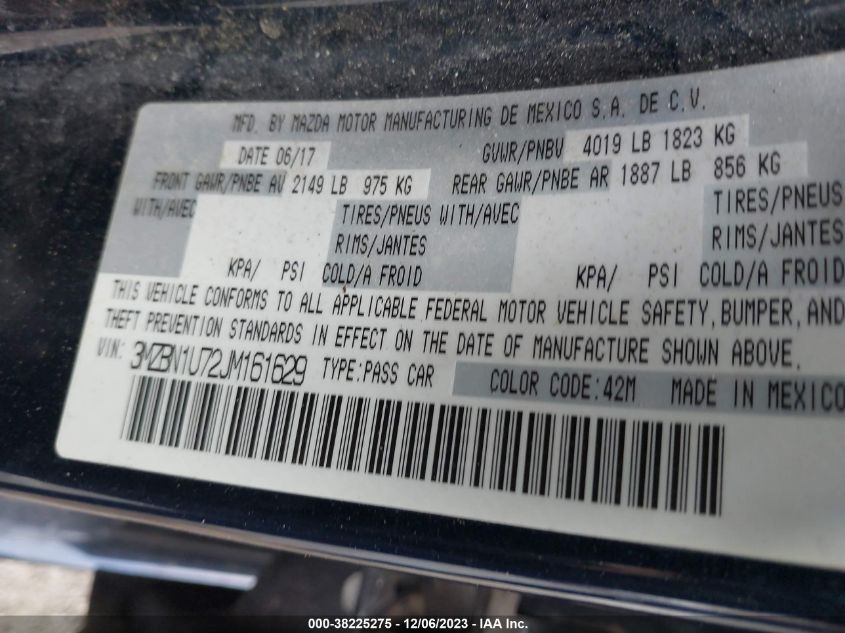 2018 MAZDA MAZDA3 SPORT - 3MZBN1U72JM161629