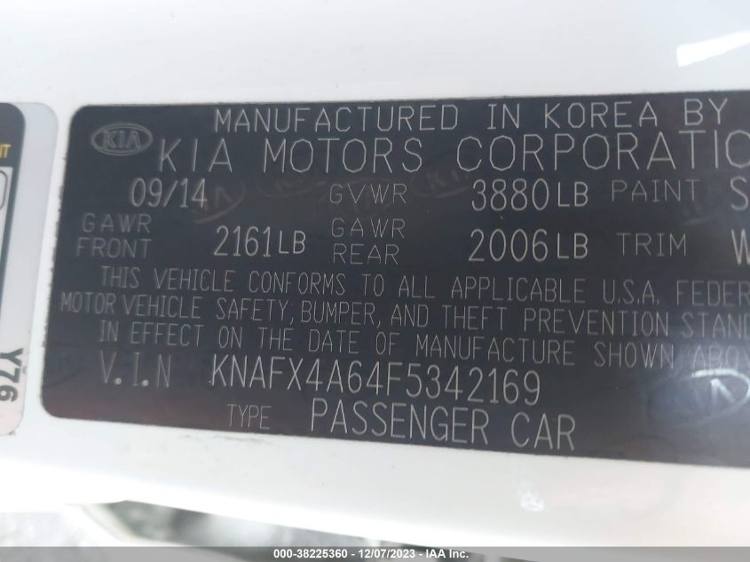2015 KIA FORTE LX - KNAFX4A64F5342169