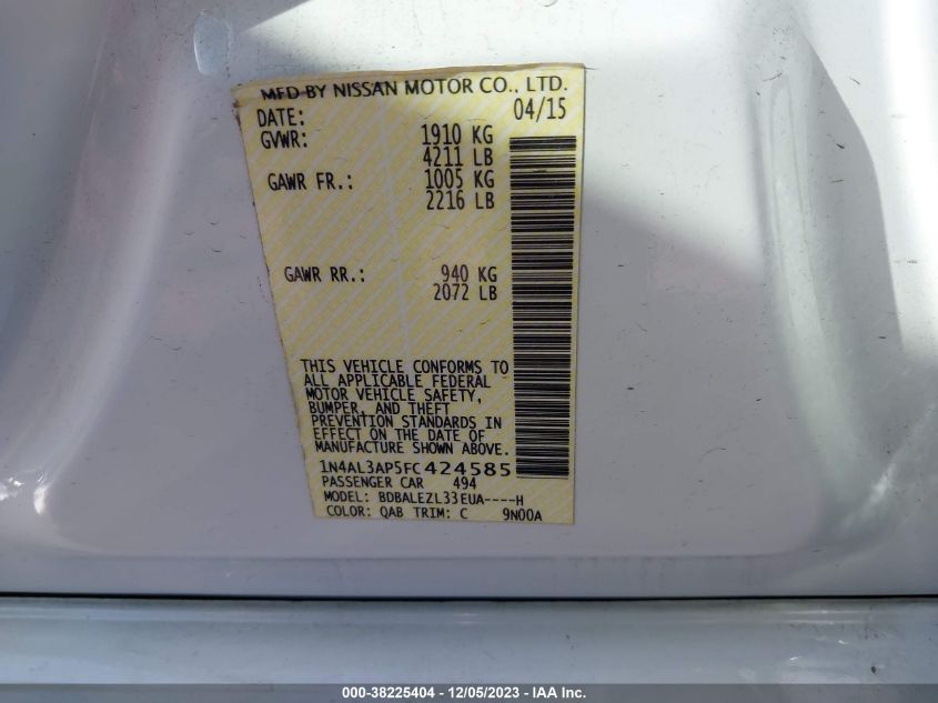 2015 NISSAN ALTIMA 2.5 S - 1N4AL3AP5FC424585