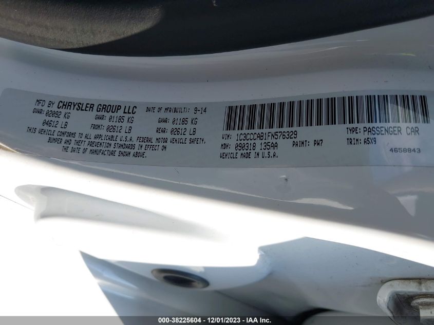 2015 CHRYSLER 200 LIMITED - 1C3CCCAB1FN576329