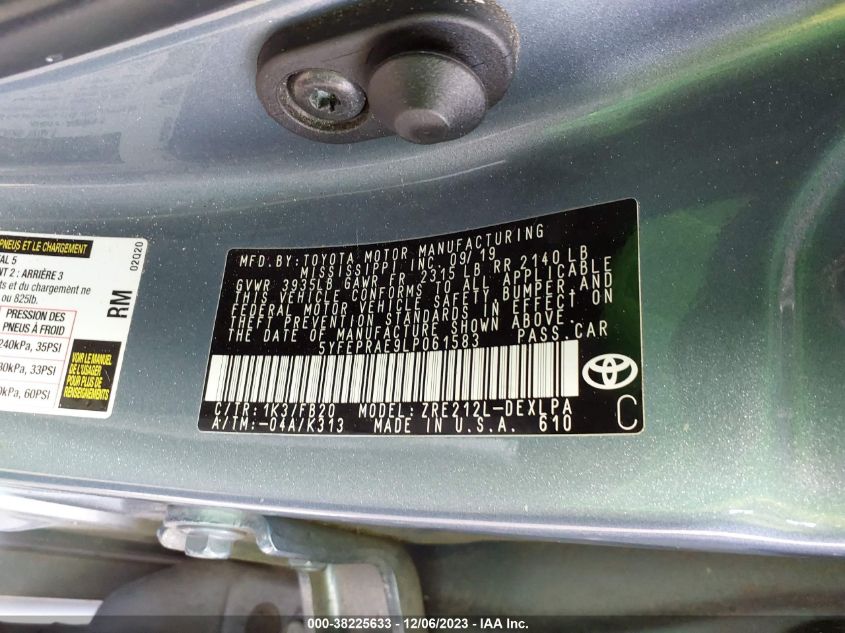 2020 TOYOTA COROLLA LE - 5YFEPRAE9LP061583