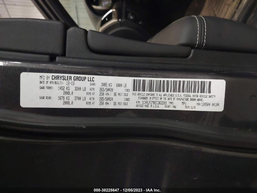 2014 JEEP GRAND CHEROKEE OVERLAND - 1C4RJFCM8EC362203