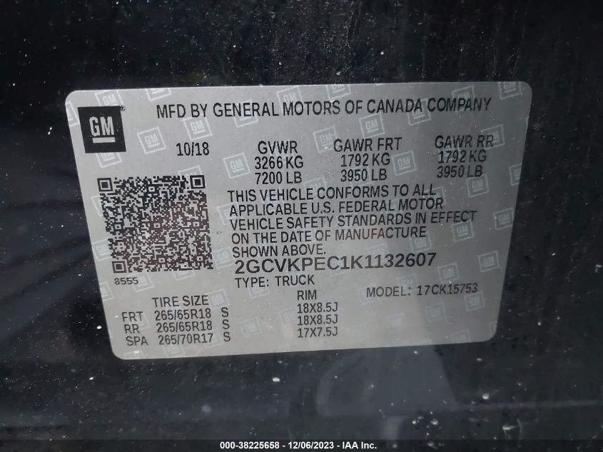 2019 CHEVROLET SILVERADO 1500 LD LT 2GCVKPEC1K1132607