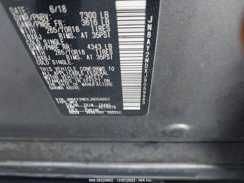 2018 NISSAN ARMADA SV/SL/PLATINUM - JN8AY2NDXJ9059983