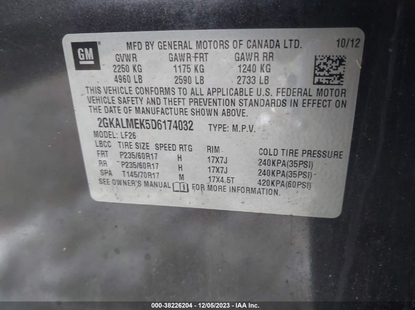 2013 GMC TERRAIN SLE - 2GKALMEK5D6174032
