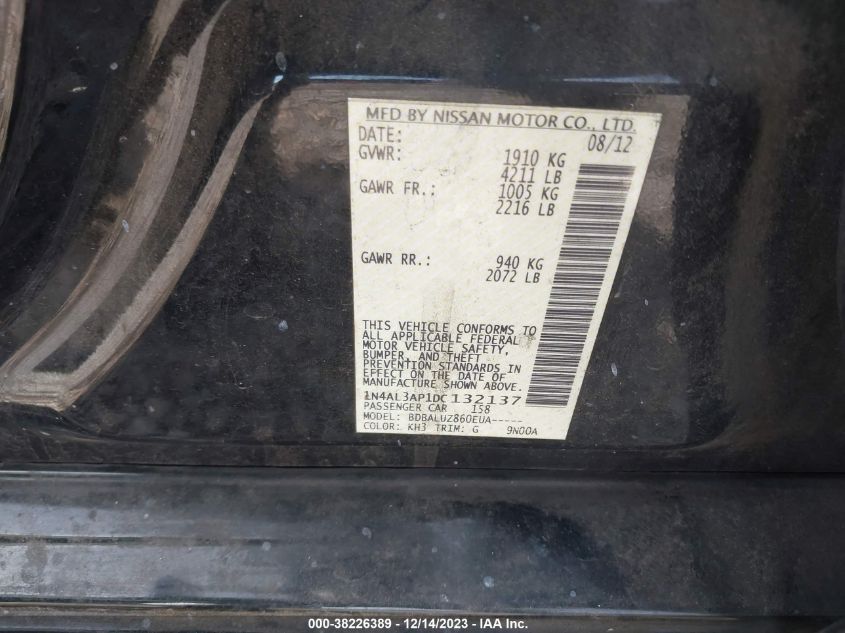 2013 NISSAN ALTIMA 2.5/S/SV/SL - 1N4AL3AP1DC132137