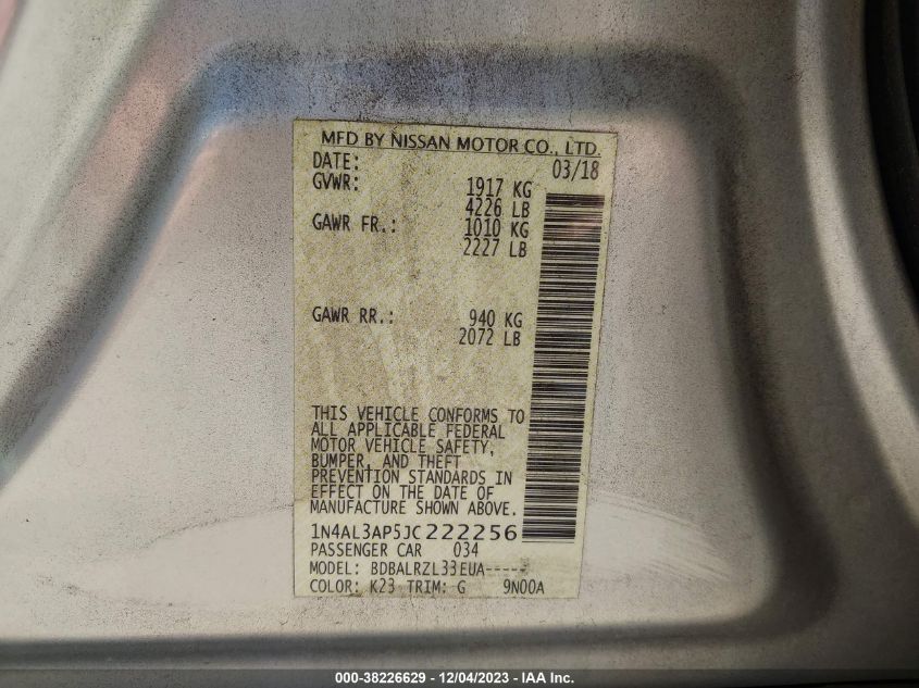 2018 NISSAN ALTIMA 2.5 SL - 1N4AL3AP5JC222256
