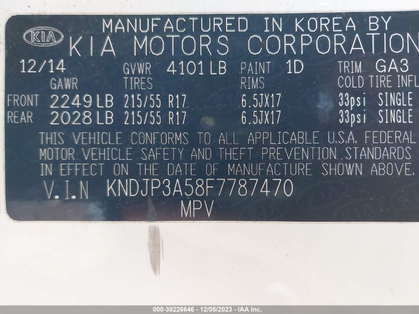 2015 KIA SOUL + - KNDJP3A58F7787470