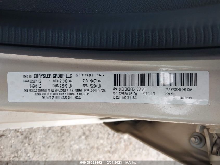 2014 CHRYSLER 200 TOURING - 1C3CCBBB7EN195494