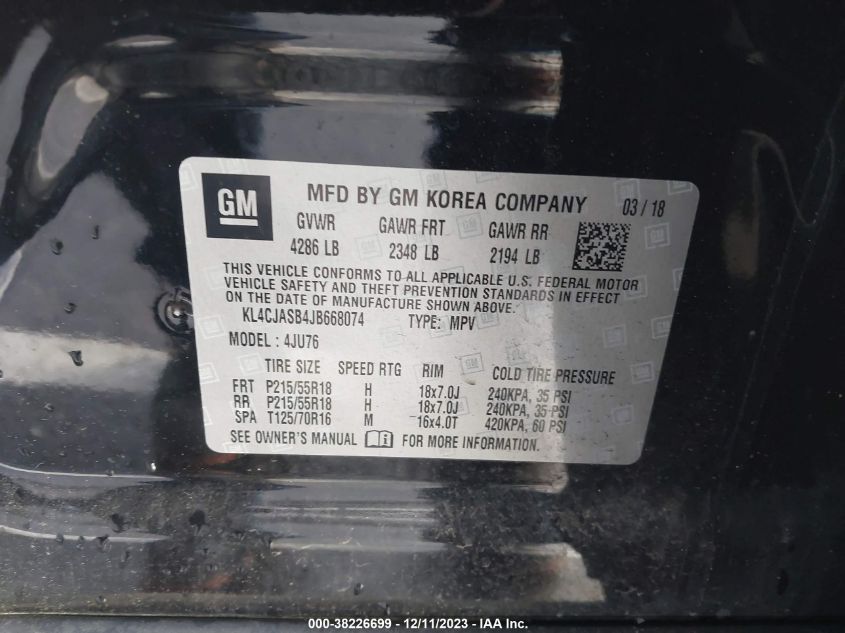 2018 BUICK ENCORE PREFERRED - KL4CJASB4JB668074