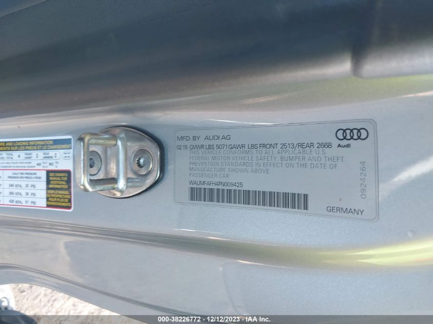 2015 AUDI A5 2.0T PREMIUM - WAUMFAFH4FN009425