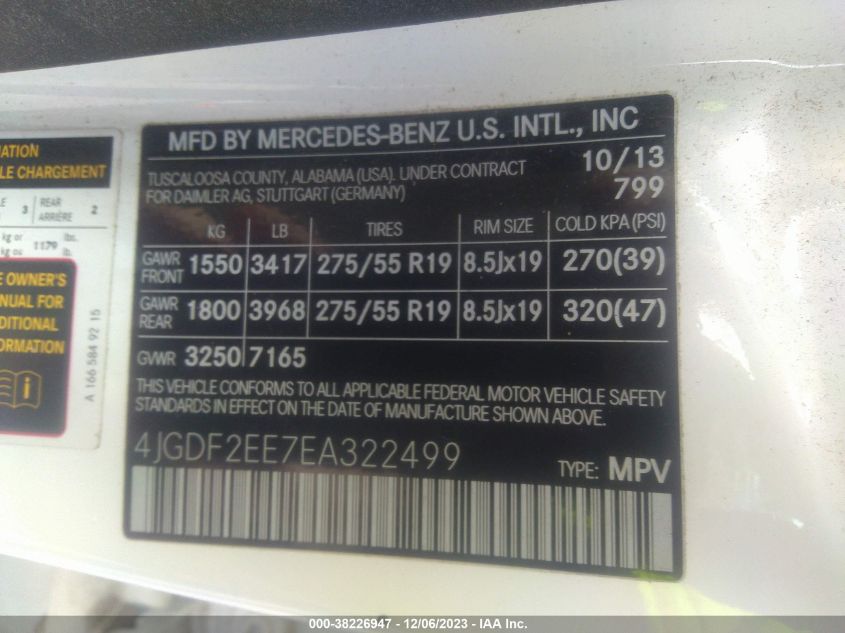 2014 MERCEDES-BENZ GL-CLASS GL 350 BLUETEC - 4JGDF2EE7EA322499