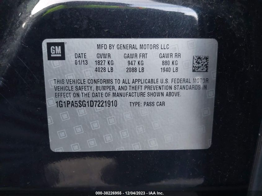 2013 CHEVROLET CRUZE LS AUTO - 1G1PA5SG1D7221910
