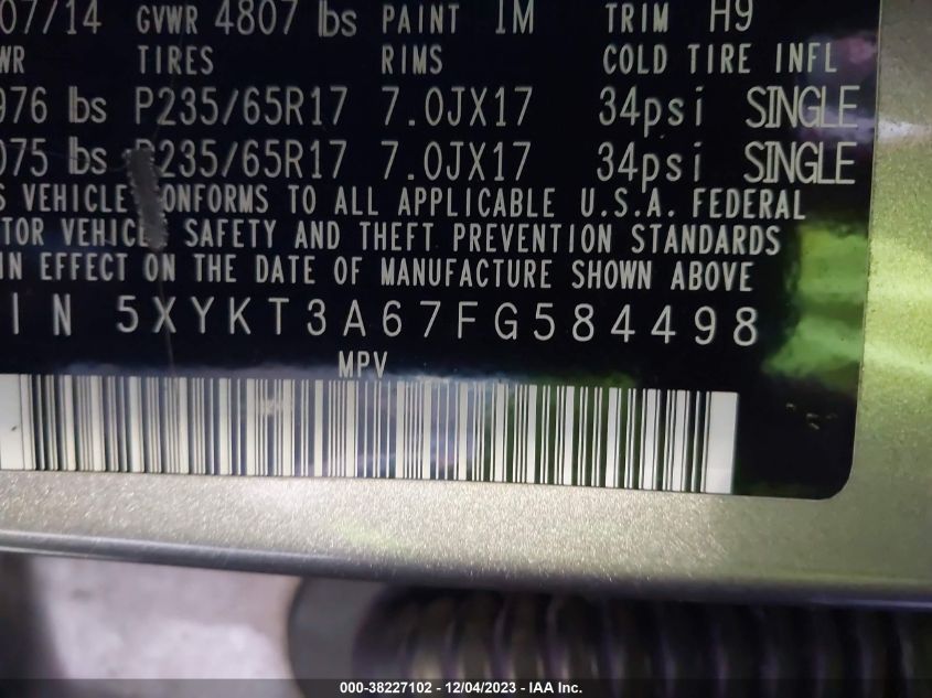 2015 KIA SORENTO LX - 5XYKT3A67FG584498