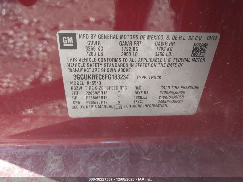 2015 CHEVROLET SILVERADO 1500 1LT - 3GCUKREC6FG183234