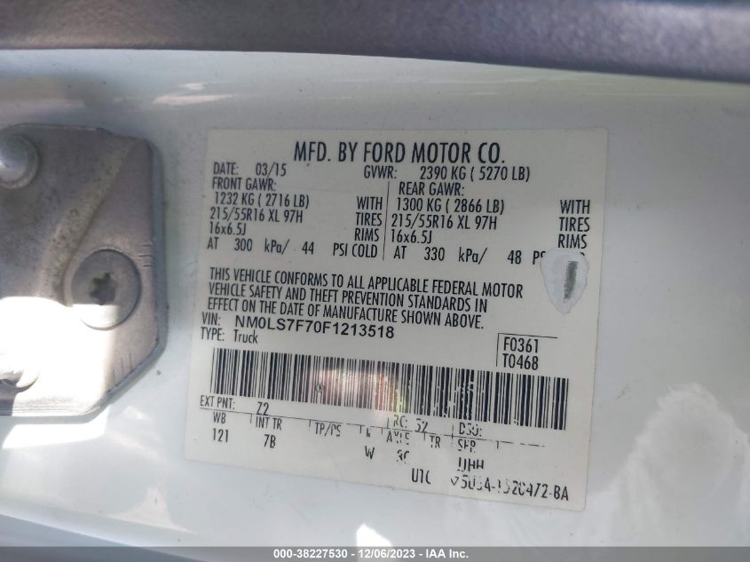 2015 FORD TRANSIT CONNECT XLT - NM0LS7F70F1213518
