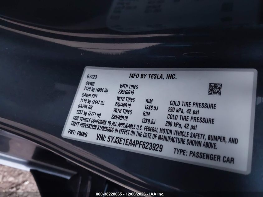 2023 TESLA MODEL 3 REAR-WHEEL DRIVE - 5YJ3E1EA4PF623929