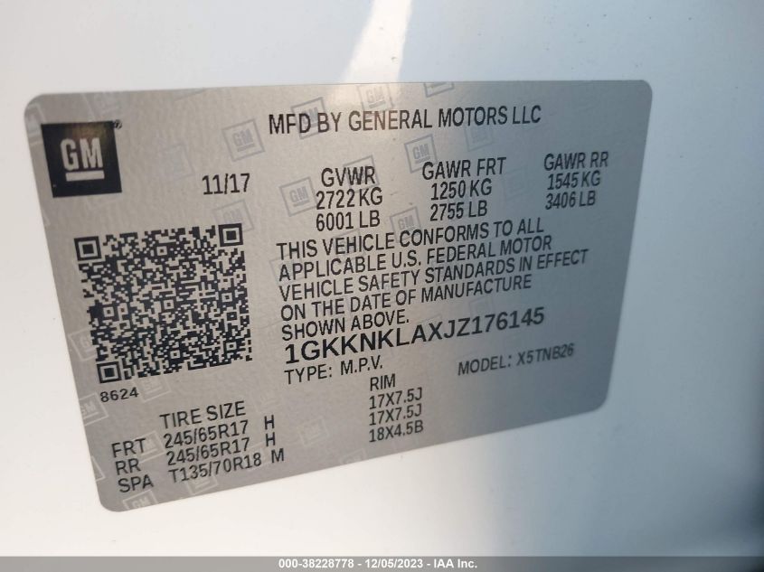 2018 GMC ACADIA SLE - 1GKKNKLAXJZ176145