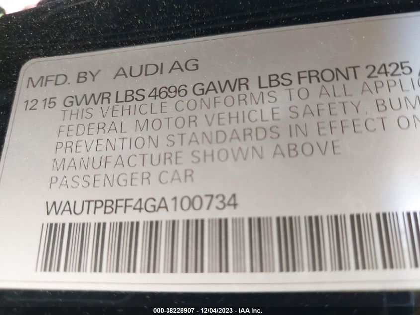 2016 AUDI A3 E-TRON 1.4T PREMIUM - WAUTPBFF4GA100734