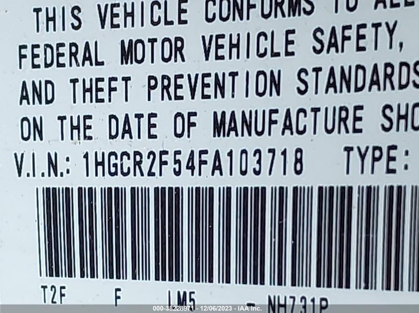 2015 HONDA ACCORD SPORT - 1HGCR2F54FA103718