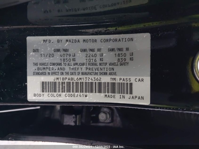 2021 MAZDA MAZDA3 SELECT - JM1BPABL6M1324362