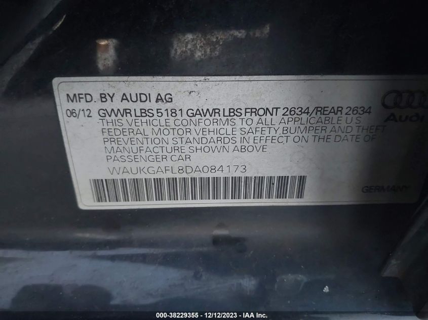 2013 AUDI S4 3.0T PREMIUM PLUS - WAUKGAFL8DA084173
