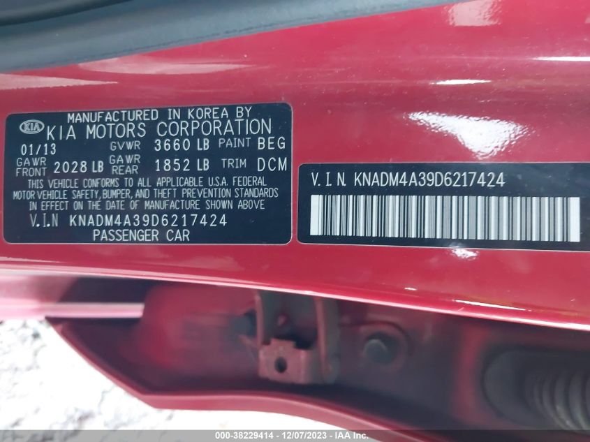 2013 KIA RIO LX - KNADM4A39D6217424
