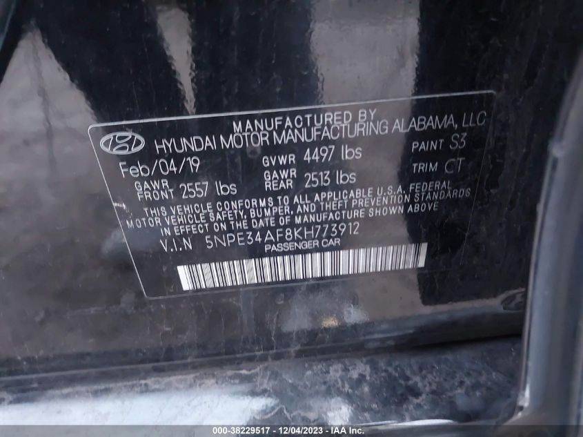 2019 HYUNDAI SONATA LIMITED - 5NPE34AF8KH773912