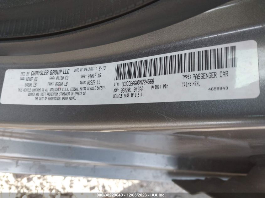 2013 CHRYSLER 200 LX - 1C3CCBAG0DN724568