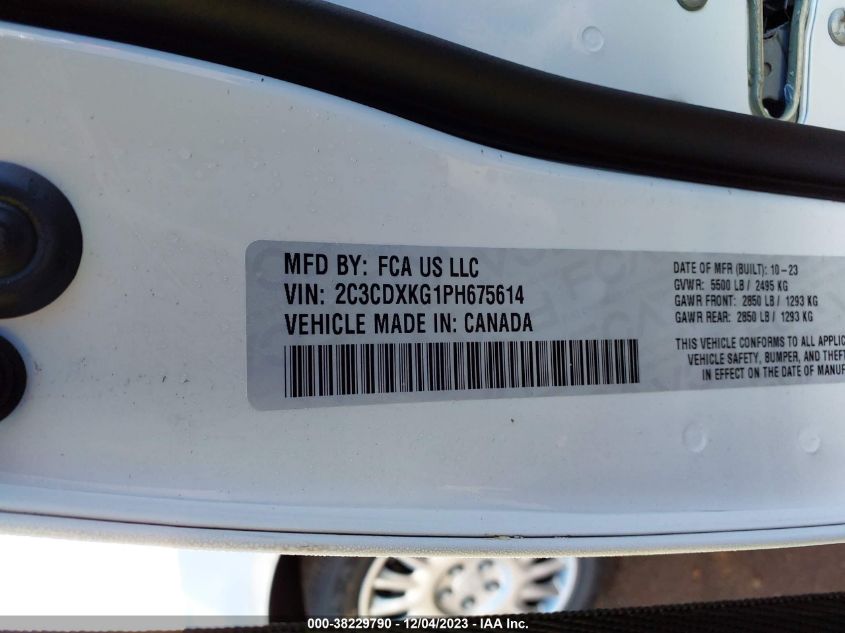 VIN 2C3CDXKG1PH675614 2023 DODGE CHARGER POLICE