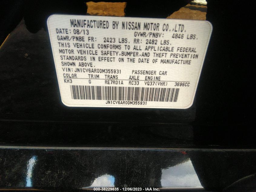 2013 INFINITI G37X - JN1CV6AR0DM355931