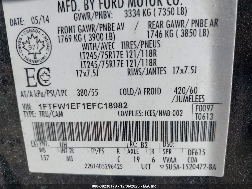 2014 FORD F-150 FX4 - 1FTFW1ET1EFB41701