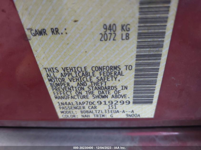 2013 NISSAN ALTIMA 2.5 SV - 1N4AL3AP7DC919299