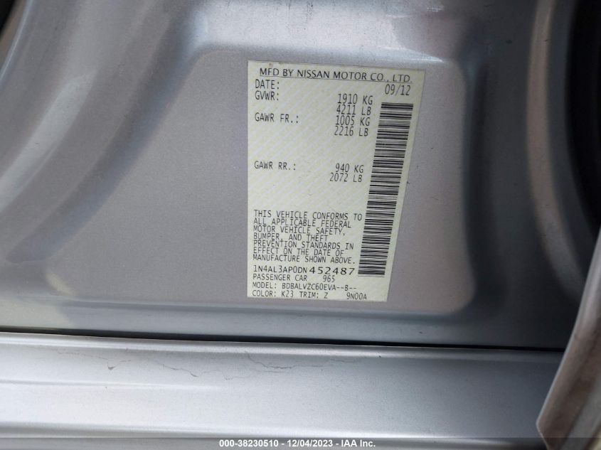 2013 NISSAN ALTIMA 2.5 SL - 1N4AL3AP0DN452487