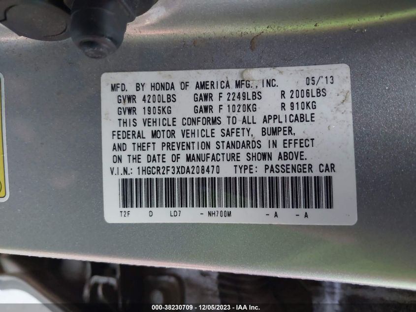 2013 HONDA ACCORD LX - 1HGCR2F3XDA208470