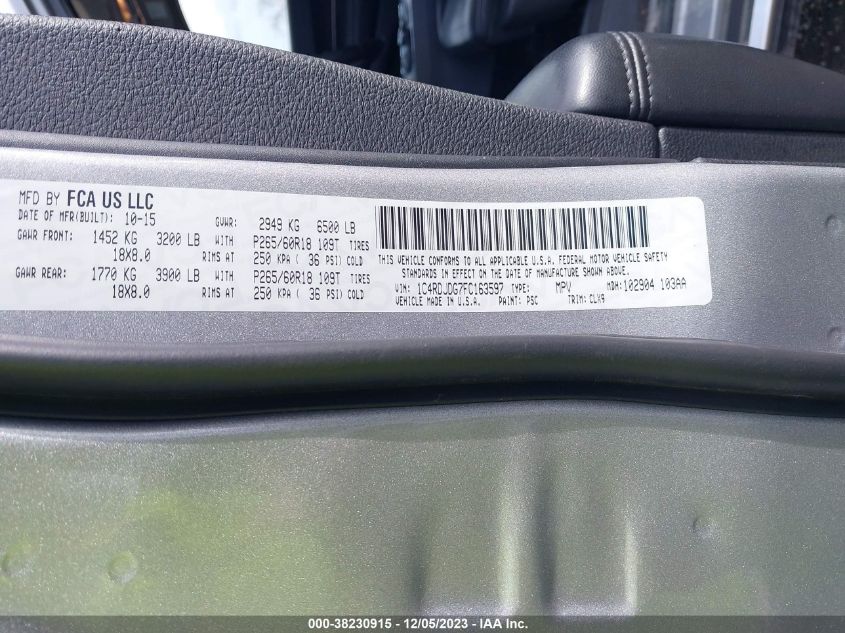 2015 DODGE DURANGO LIMITED - 1C4RDJDG7FC163597