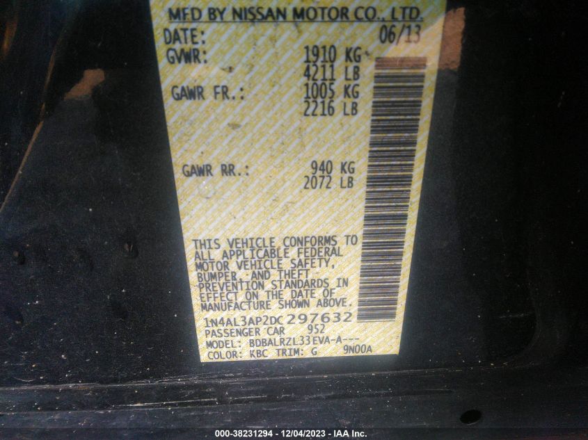2013 NISSAN ALTIMA 2.5 S - 1N4AL3AP2DC297632
