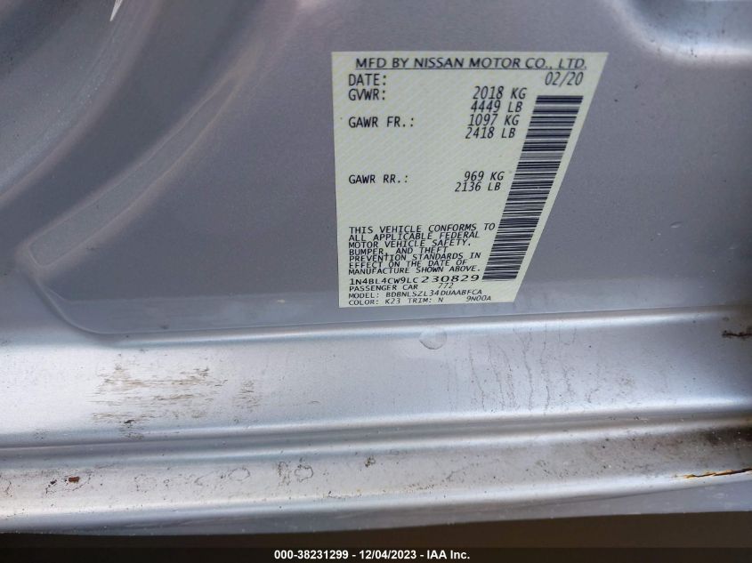 2020 NISSAN ALTIMA SR INTELLIGENT AWD - 1N4BL4CW9LC230829